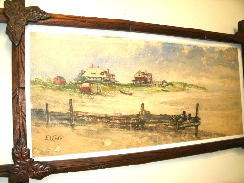 Antique Watercolor Painting By Philadelphia Artist E.T.Snow in Hand Carved Frame gallery
