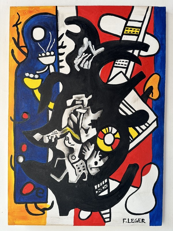FERNAND LEGER OIL ON CANVAS PAINTING SIGNED AND SEALED MEASURES 50CM X 70CM