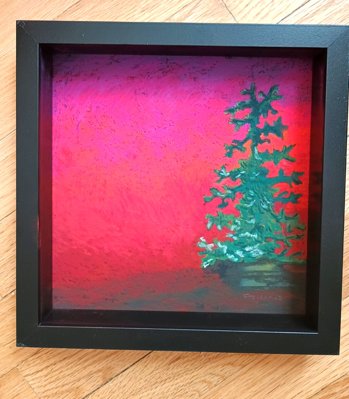 Original Pastel Christmas Tree Minimalist Painting Jeanne Kruizenga Fitzgerald