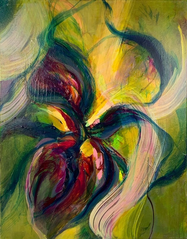 Original Signed Abstract Diptych Pamela Gene Miller Flourish Series Acrylic Art gallery