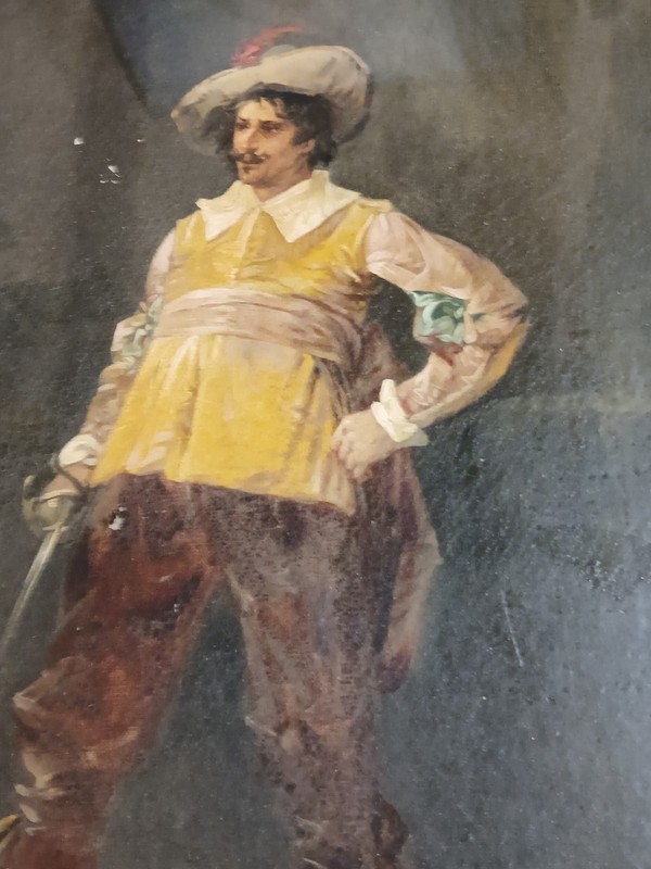 George Appert c1870 French Mustachioed Cavalier With Sword SIGNED ORIGINAL Oil gallery