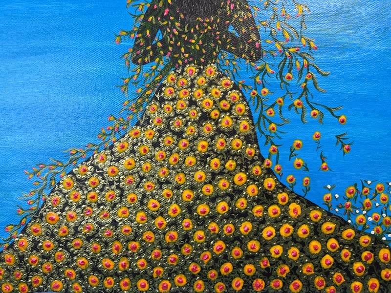 Floral Farewell (New) 24x20x3/4 inch hand painted acrylic w/textured flowers gallery