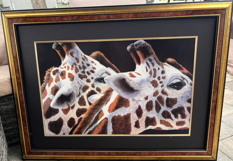 Framed Realism Giraffe Painting on Canvas, Medium, Animal Nature Art