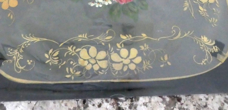 Vintage Hand Painted Acetate Overlay Art Sample Early Amer Brazer Toleware Furn gallery