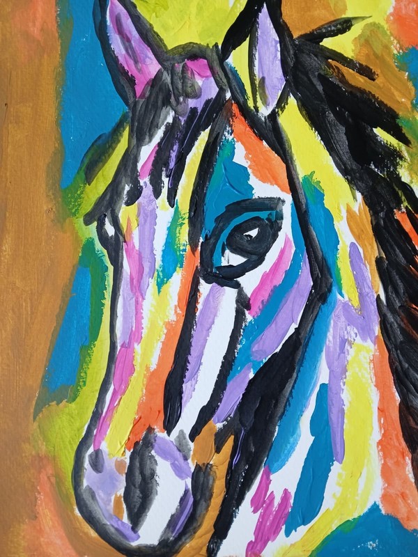 Abstract/Expressionism 11x14 Colorful Horse One of a Kind Street Art Painting gallery