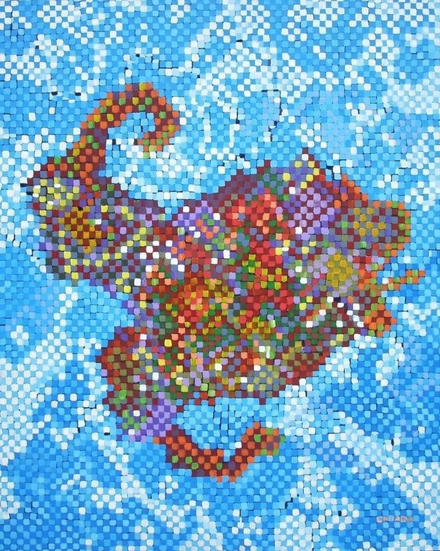 Pool House Painting of a Frog 30 x 24 inches by Catherine Rose Chiara gallery