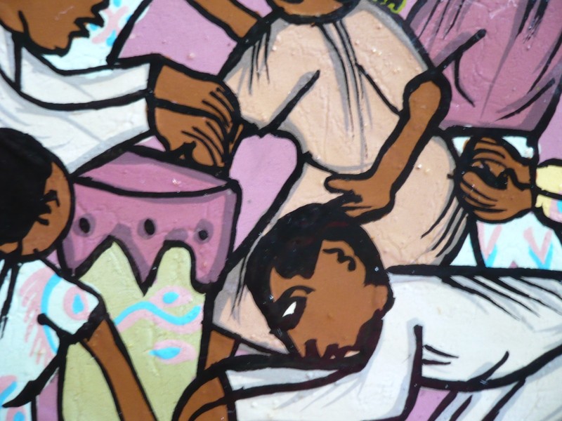 AUXILLIA, Zimbabwe AFRICAN FOLK ART PAINTING, VINTAGE OIL ON BOARD MODERN AFRICA gallery
