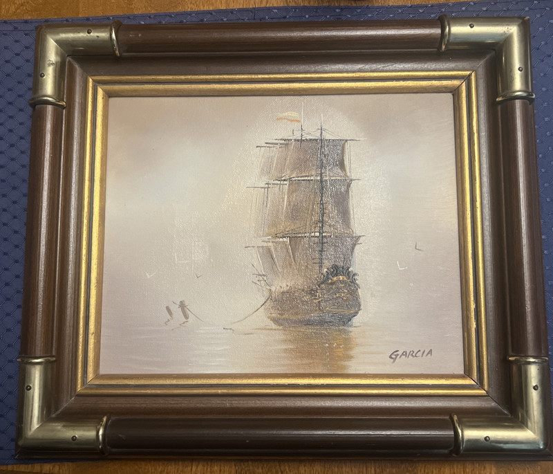 Danny Garcia Original Ship Nautical Oil on Canvas Painting Artistic Interiors