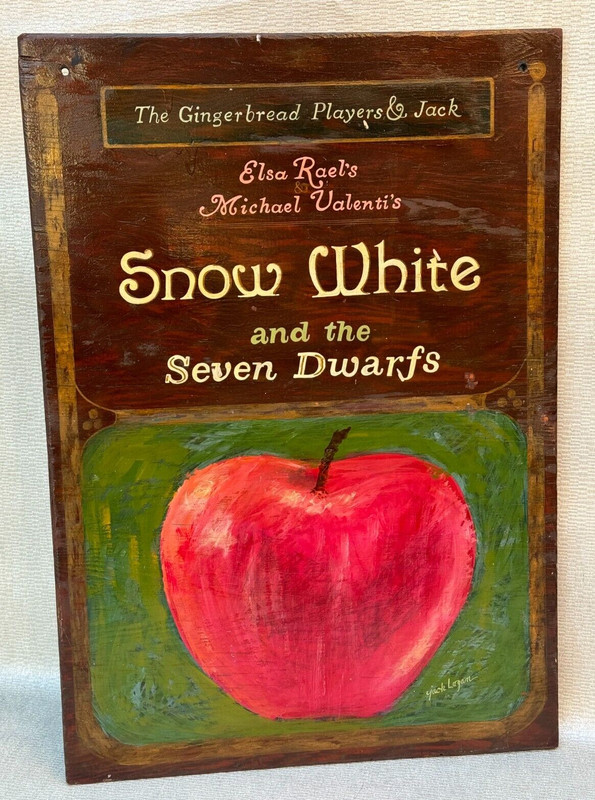 JACK LOGAN PAINTING GINGERBREAD PLAYERS THEATER SIGN SNOW WHITE & SEVEN DWARFS
