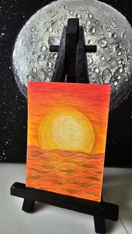 ACEO Original SUNSET COLORED PENCILS Painting Paper art_and_nature_by_eri
