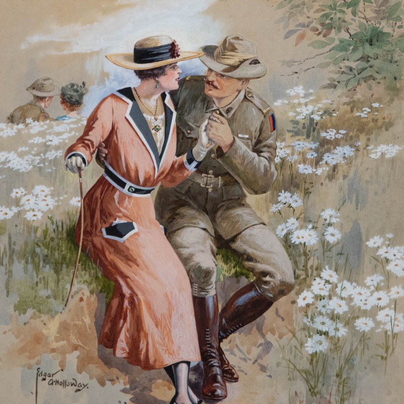 Edgar Alfred Holloway (1870-1941) - Watercolour, Courting Couple gallery