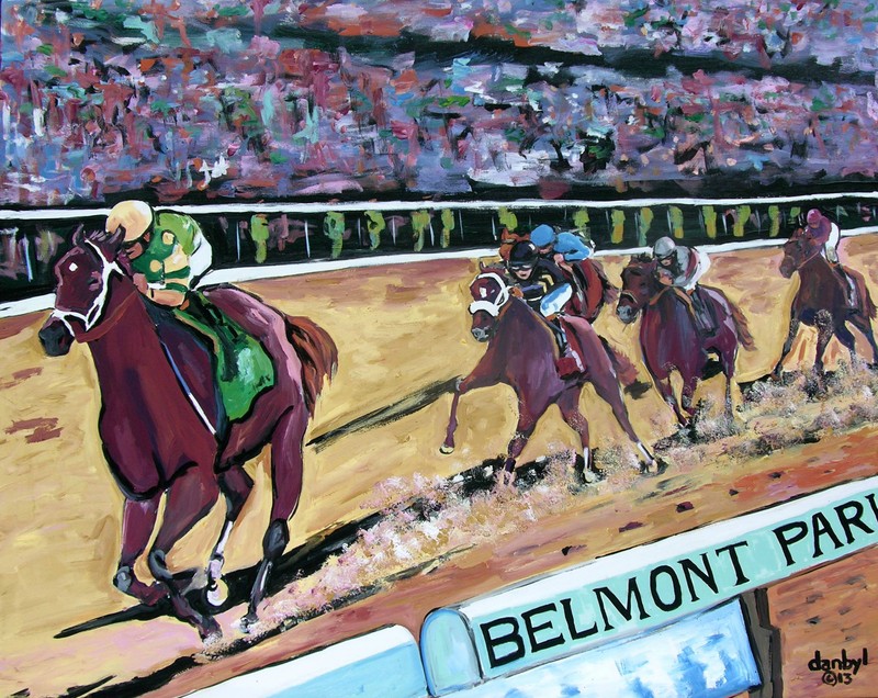 Belmont Horse Racing Original Art PAINTING DAN BYL Modern Contemporary 4×5 feet