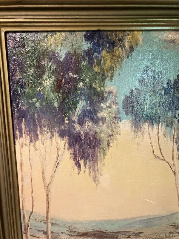 C M Melvin Framed Signed Painting of Wisteria Tree gallery