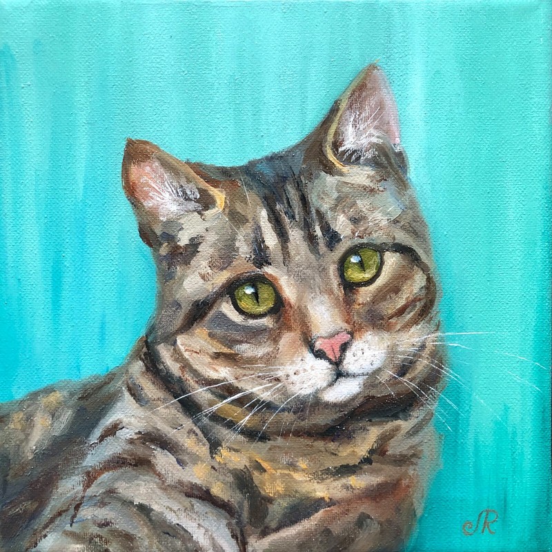 Original Painting Cat Art Portrait Kitten Feline Art