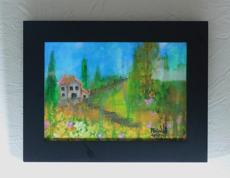 Water color Tuscany Landscape Painting in Quality Frame Art by Rain Crow gallery