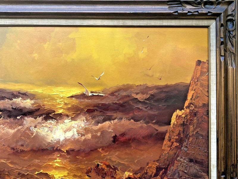 Karl Neumann (German, 1891-1985), Large Original O/C "Sunset Coastal Seascape" gallery