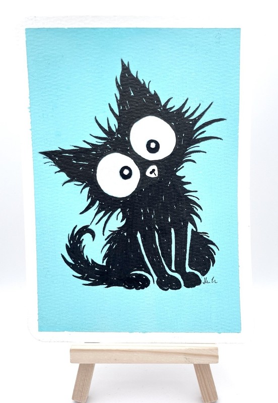 Teal Cat Lover Acrylic Original OOAK 5×7 Wall Art for Home & Gift Healy Clark