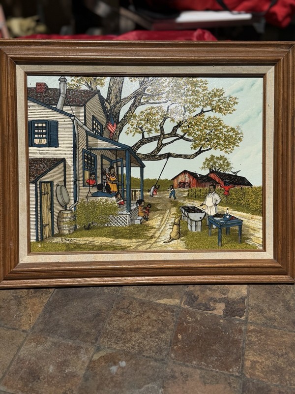 Art Print By H Hargrove Lithograph On Canvas titled «Barbecue Plantation» 12×16