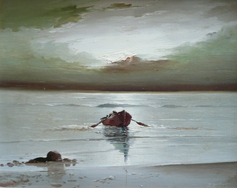 A. HIJOSA, SPANISH MODERNIST IMPRESSIONIST SEA BOAT SEASCAPE SHORE IMPRESSIONIST gallery