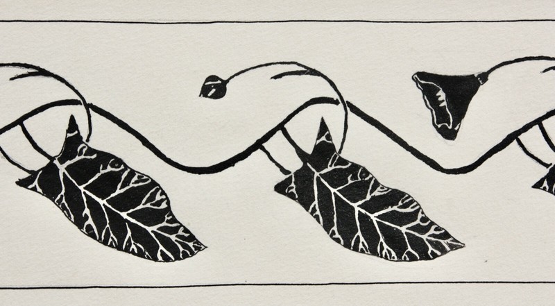 Werner Oberdörffer, monogrammed drawing, Art Nouveau ornament frieze, around 1900 gallery
