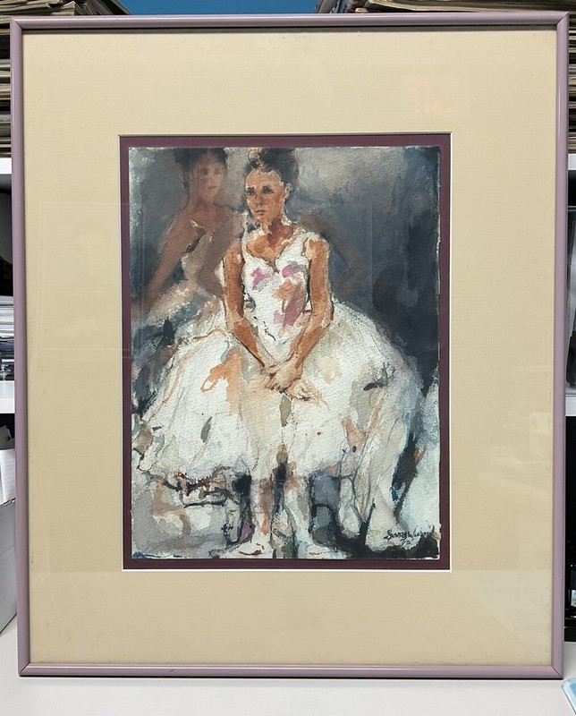 Framed and Matted Watercolor Painting ‘Ballerina’ by Gary Wiernik – Signed