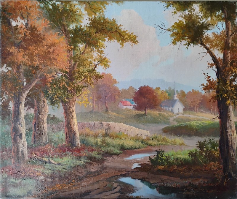 "Village in the Meadow" by Beverly Carrick 20x24 Landscape Original Oil/Canvas