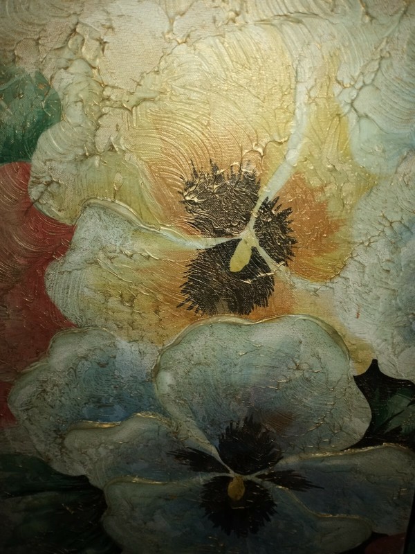 Lee Reynolds – Pair of Floral Acrylic Oil Paintings on Canvas