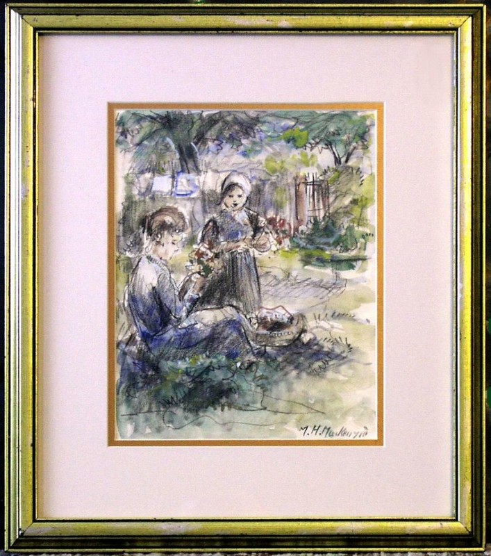 Original Marie Henri Mackenzie Watercolor - In an Amsterdam Park gallery