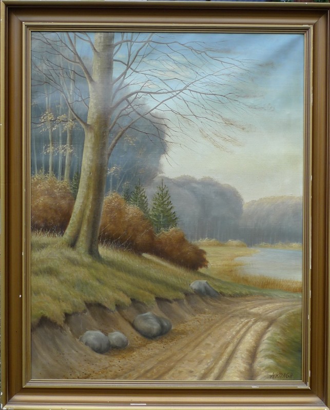 Unknown Impressionist – Sunny Autumn Path – Oil Painting 77×94.5cm