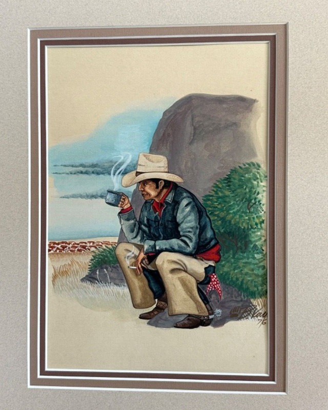 B KAY HOPI ORIGINAL WATERCOLOR PAINTING «SHELTERED SPOT» FRAMED 18″ X 15″