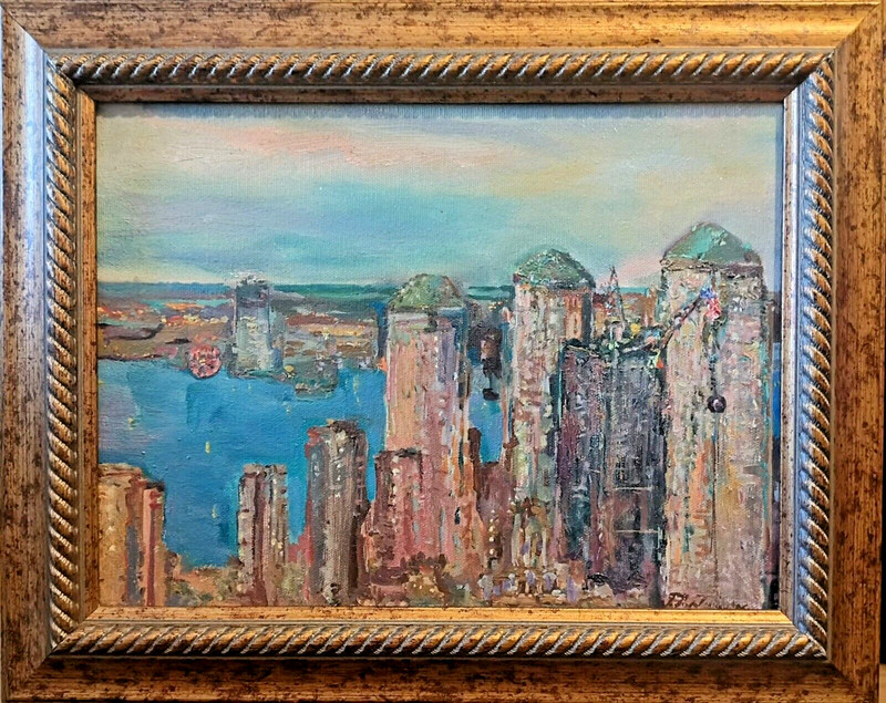 Oil PAINTING 11″X9″ BY COLOMBIAN ARTIST JULIO PANTOJA (1962- ) VIEW OF BATTERY