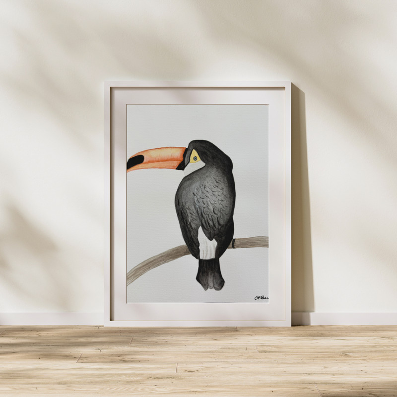 Abstract Watercolor Art Toucan Bird on 8×10 Paper