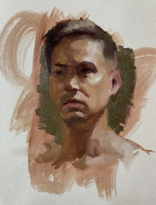 Alla Prima Portrait Study: oil on canvas 9×12 young man painted from life