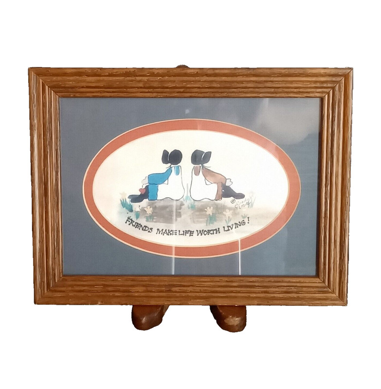 SANDY LORD Amish Watercolor – Friends Make Life Worth Living – Framed 8” x 6”