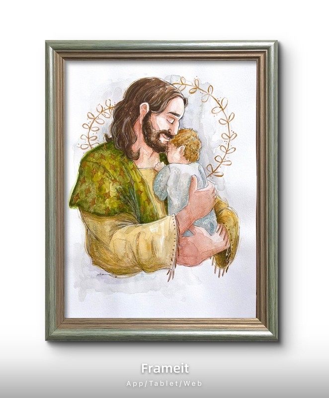 Original Christ with Infant Painting by Alannah Dyer Art 9×12 in Jesus Christian