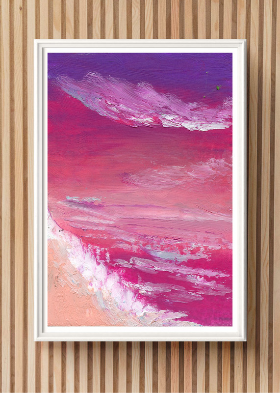 ACEO/ ATC Bermuda Sunset Ocean Oil Pastel OOAK Original Art SaraClaireArt
