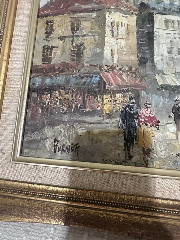 Caroline Burnett Oil On Canvas French City With Frame Painting 16x12 gallery