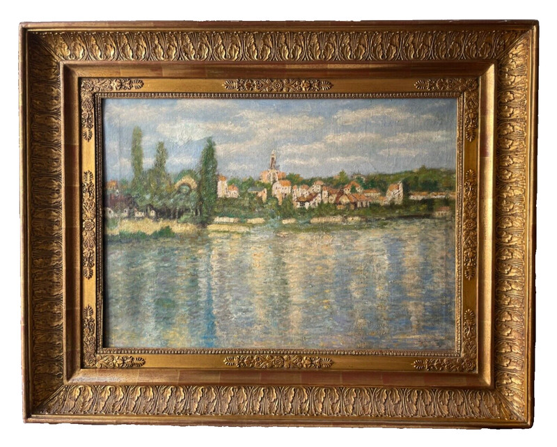 CLAUDE MONET ? 19th – GREAT IMPRESSIONIST ANTIQUE OIL / CANVAS – RIVER LANDSCAPE