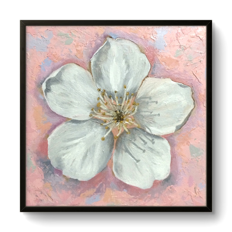 Original Floral Cherry Blossom Painting Oil on Canvas Floral Art 10×10 CV 1