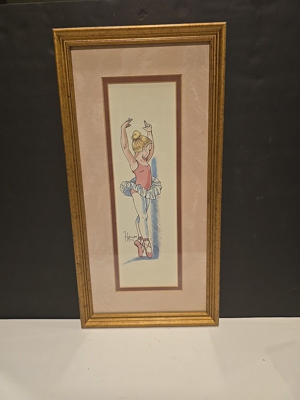 Ballerina Girl Painting Signed by Hayes Original Art Painting (7)
