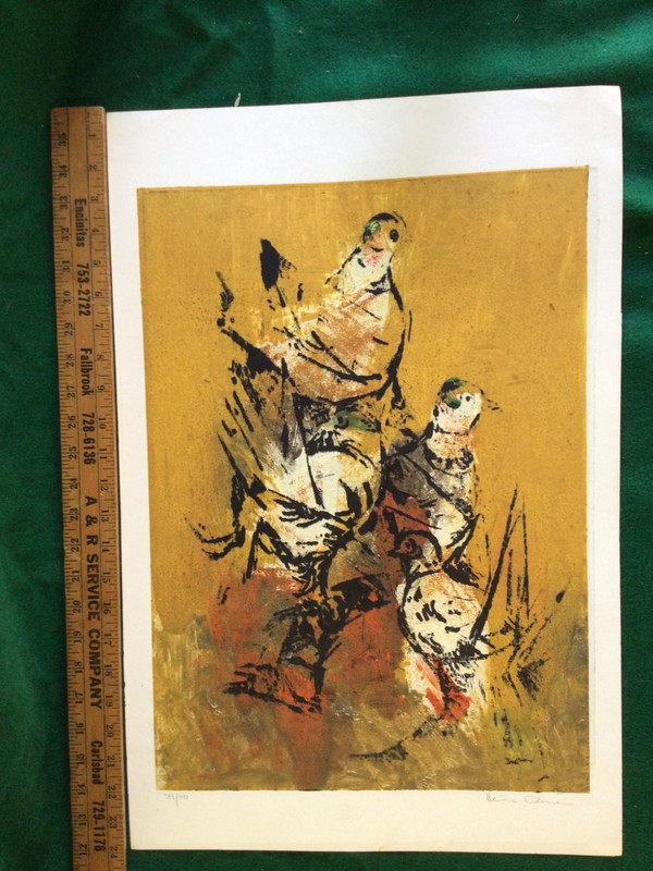 Vtg 1960,s Abstract Birds by HEINZ ROSIEN Signed Numbered Serigraph MCM Art
