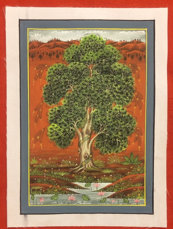 Handmade Tree of Life Original Indian Rajasthani Floral Miniature Painting Art