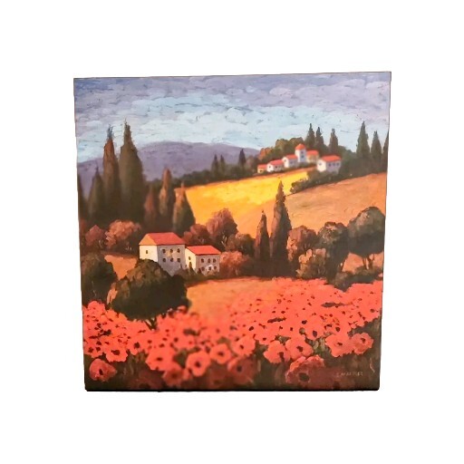 TUSCAN POPPIES by PARROCEL – COLORFUL POPPY FIELD VILLAGE CANVAS