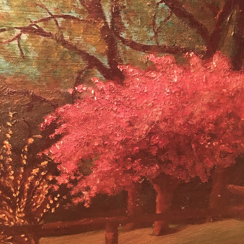 vintage landscape painting framed- spring scene- framed and signed 1954 gallery