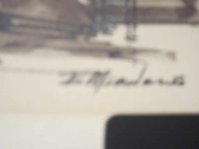 Two Illustration Artworks: Dock Scene & Railroad Yard; Signed Meadows, 20th C. gallery