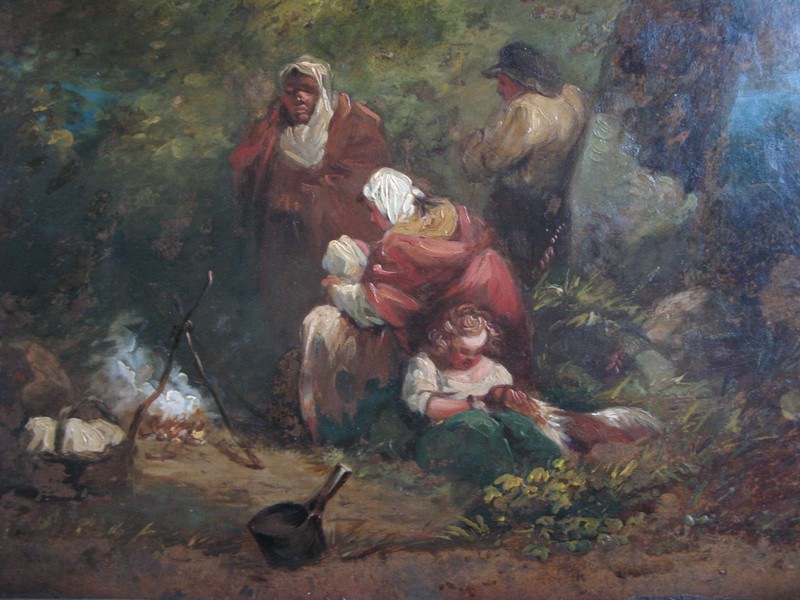 19th Oil painting on wood panel. attr.to George Morland gallery