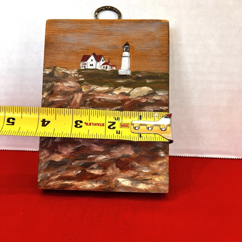 Portland Head Light Painting Original Lighthouse Wood Plaque Art 5.5x 8.5 inches gallery