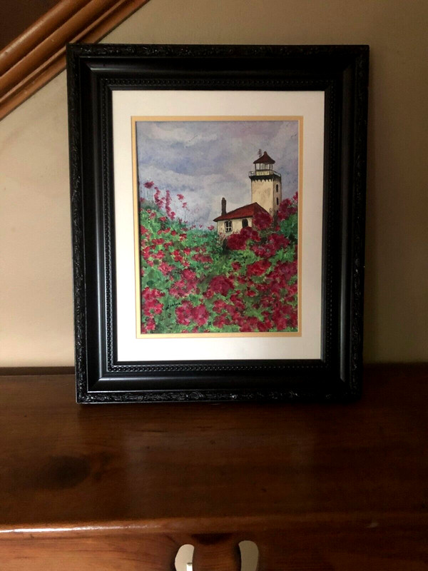 Original Lighthouse Watercolor Painting, by Leslie, Very Well Framed, Mint Cond.