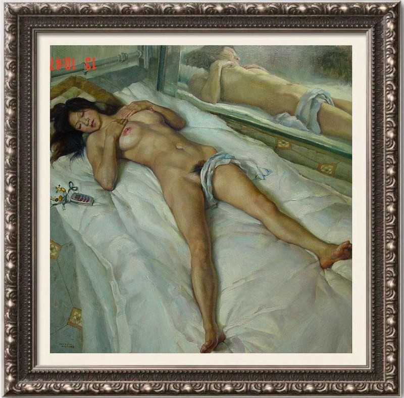 Hand-painted oil painting art female woman Chinese Nude on canvas 30″X30″