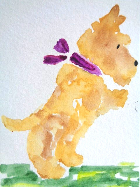 ACEO Original WHEATEN SCOTTISH TERRIER DOG Watercolor Painting COLLECTIBLE ART